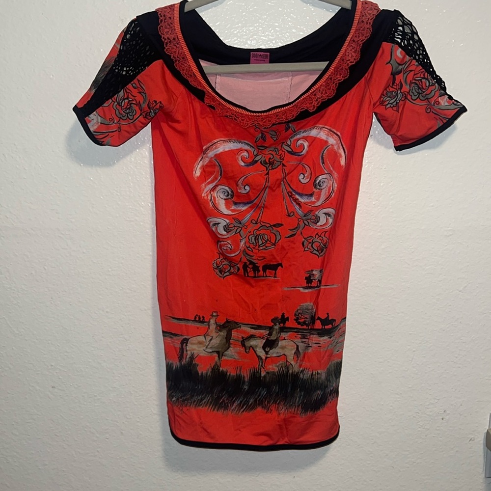 Save the Queen Euro Cowboy y2K top